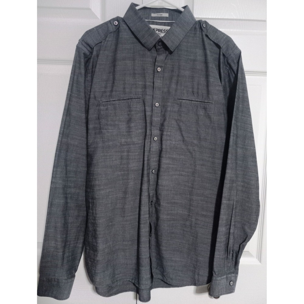 Long Sleeve Trendy Men's Button Up‎ Shirt By Express Size XL 17-17 1/2